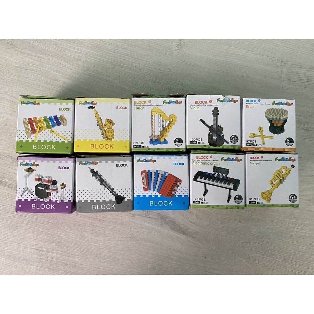 Fun Little Toys Little Lego Like Musical Instruments‎ Lot of 10 Tiny Toys